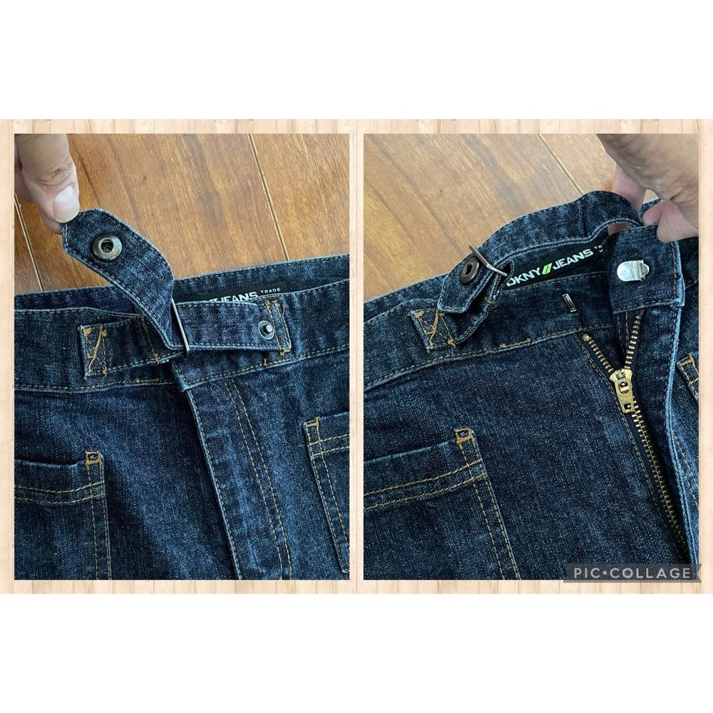 DKNY JEANS Womens Wide Leg Blue High Rise Jeans Dark Wash size 10 - Picture 4 of 12